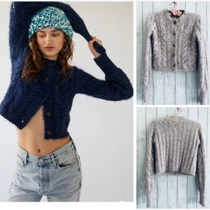 NWOT Free People Cropped Greta Cardi Sweater